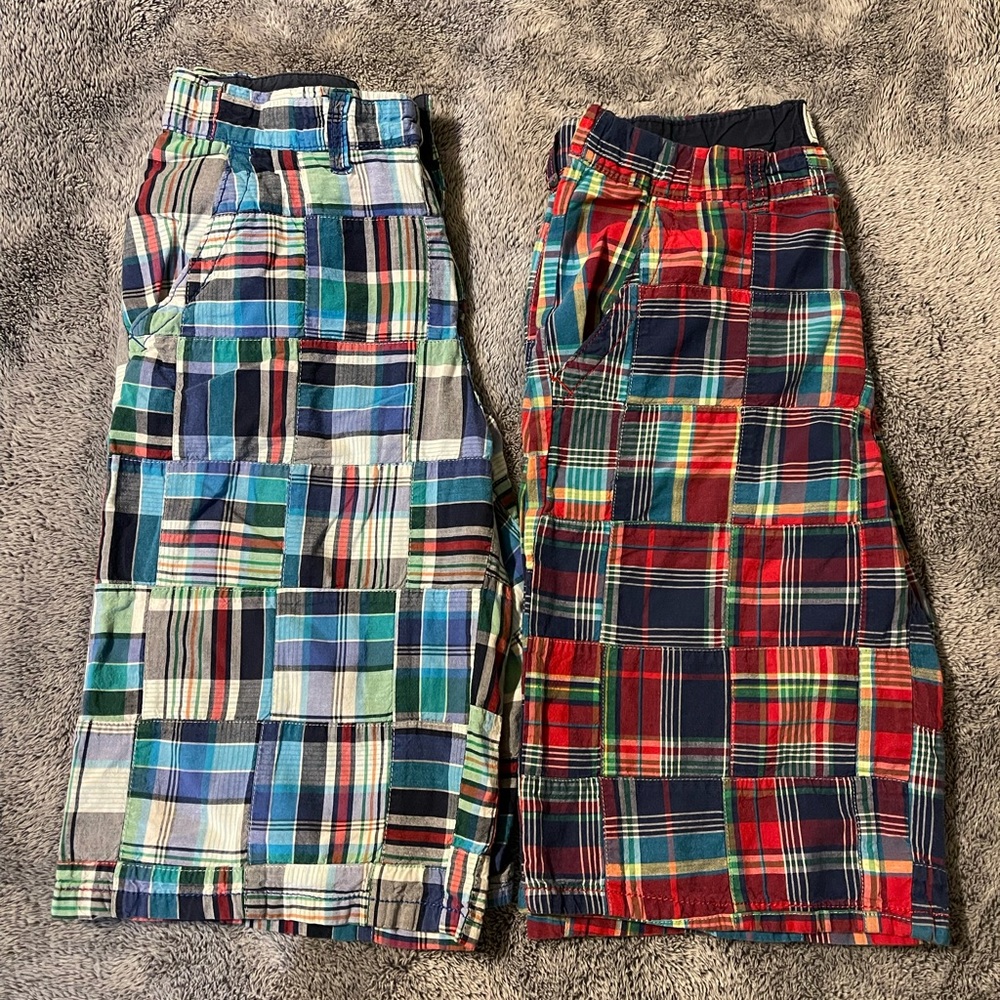 Two pairs boys plaid shorts - size 14